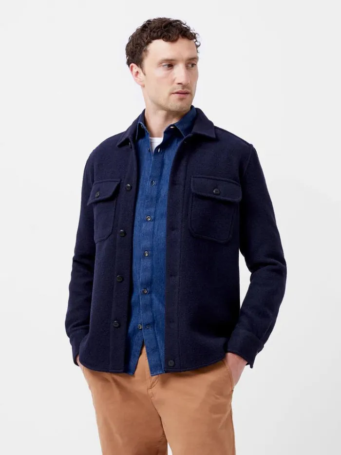 French Connection Coats and Jackets Brushed Overshirt Marine 8211 Man