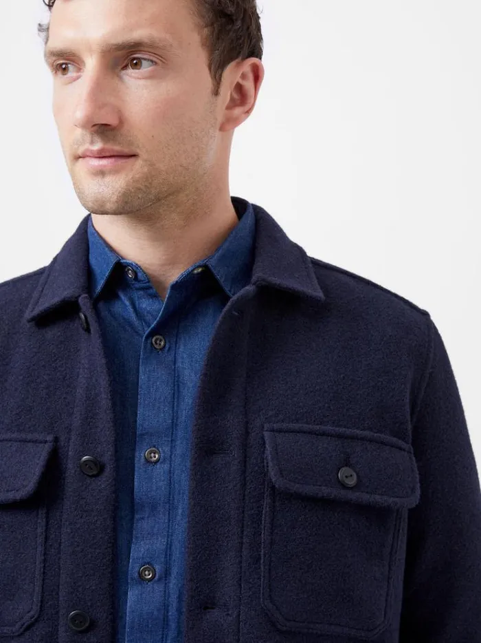 French Connection Coats and Jackets Brushed Overshirt Marine 8211 Man
