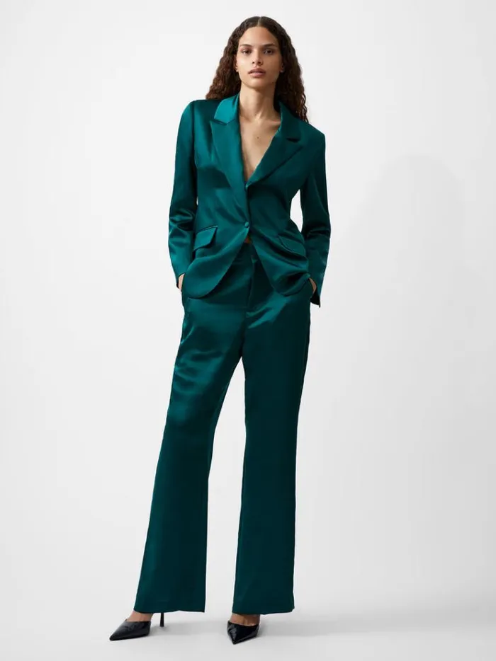 French Connection Coats and Jackets Carey Satin Blazer Forest 8211 Woman