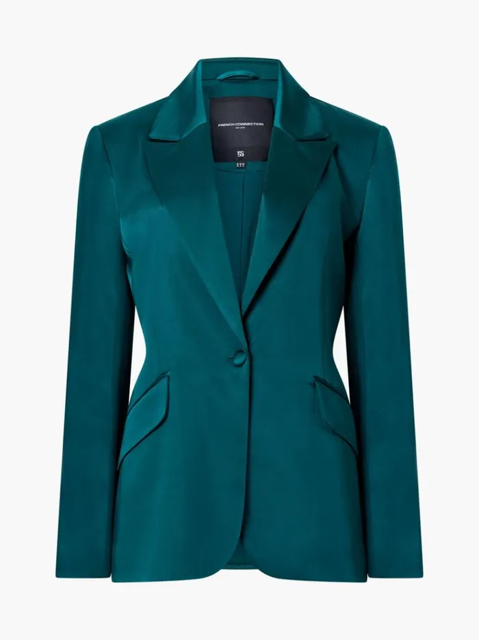 French Connection Coats and Jackets Carey Satin Blazer Forest 8211 Woman