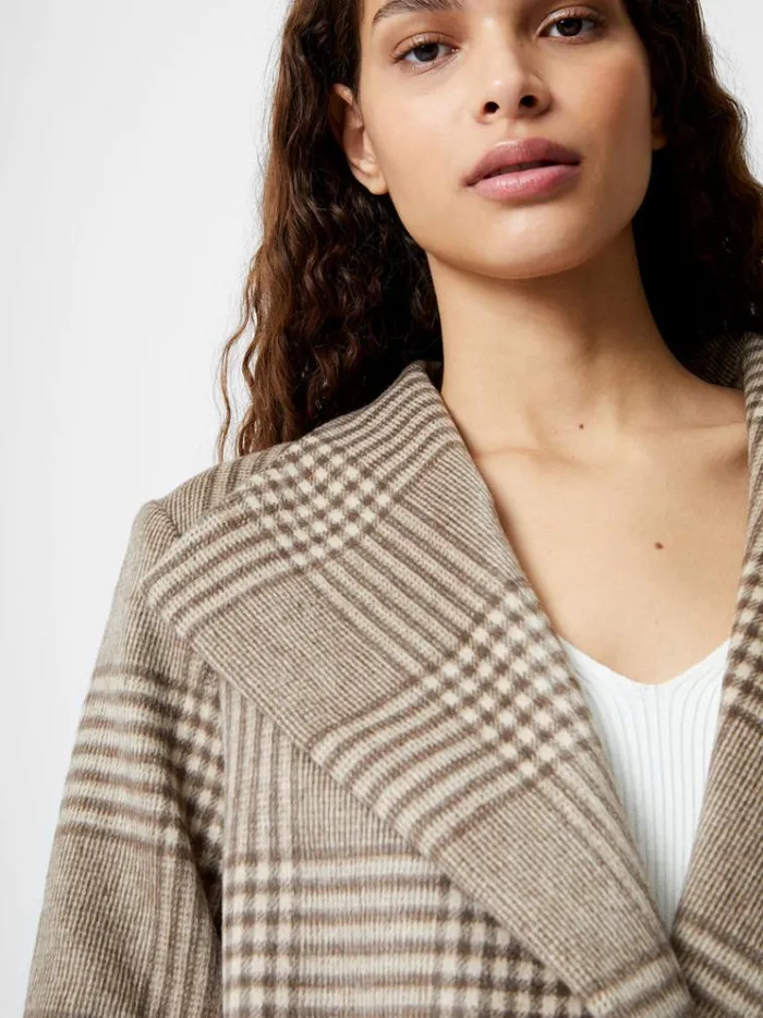 French Connection Coats and Jackets Check Belted Wrap Coat Lt Camel 8211 Woman