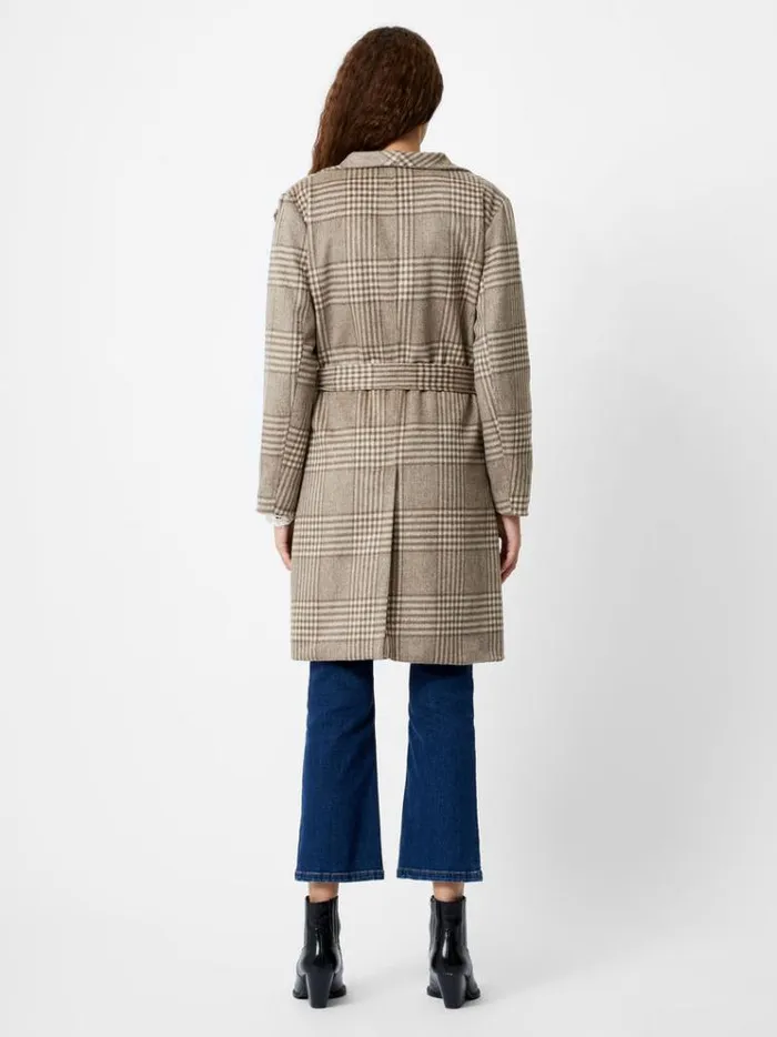 French Connection Coats and Jackets Check Belted Wrap Coat Lt Camel 8211 Woman
