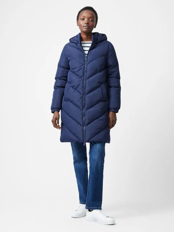 French Connection Coats and Jackets Chevron Hooded Puffer Coat Midnight 8211 Woman
