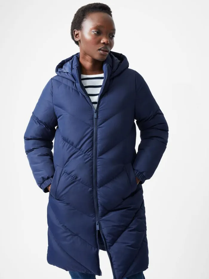French Connection Coats and Jackets Chevron Hooded Puffer Coat Midnight 8211 Woman