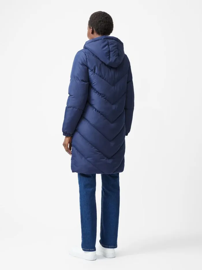 French Connection Coats and Jackets Chevron Hooded Puffer Coat Midnight 8211 Woman