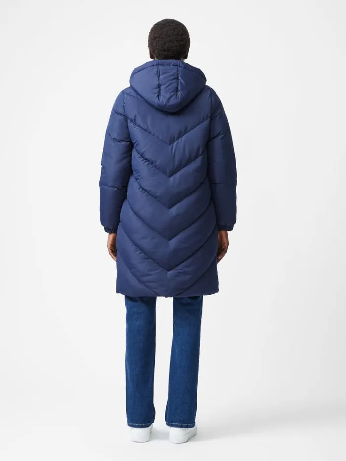 French Connection Coats and Jackets Chevron Hooded Puffer Coat Midnight 8211 Woman