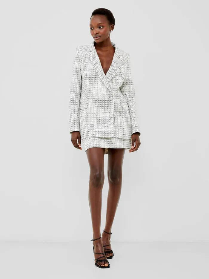 French Connection Coats and Jackets Effie Boucle Blazer Classic Creamblacko 8211 Woman