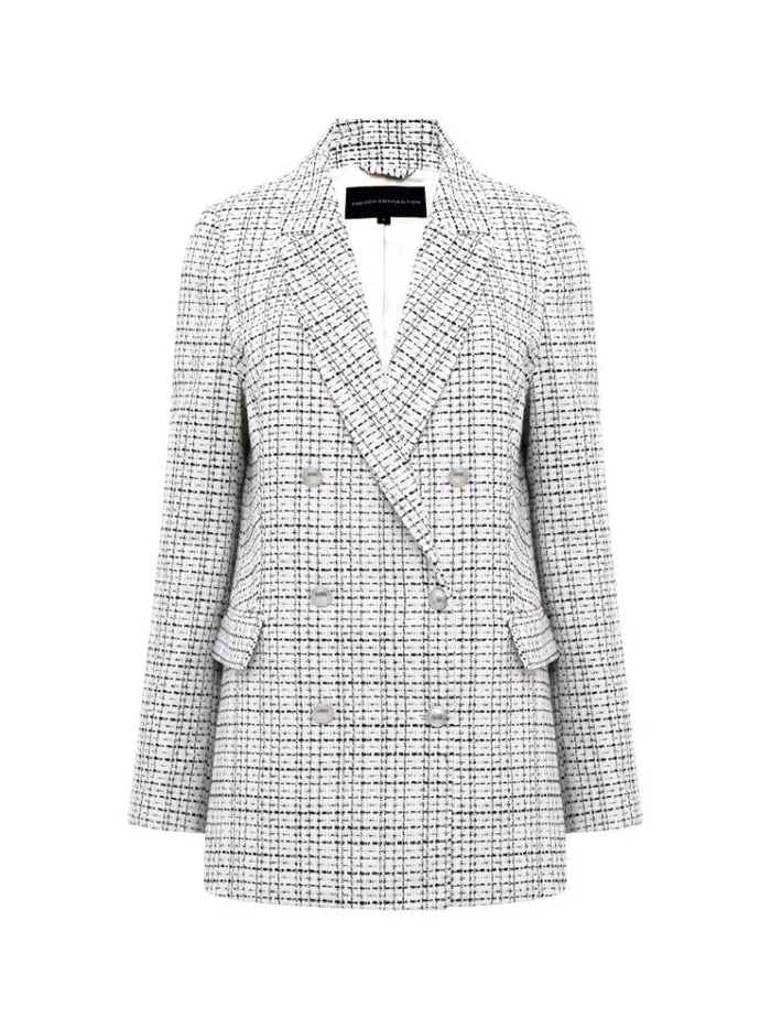 French Connection Coats and Jackets Effie Boucle Blazer Classic Creamblacko 8211 Woman
