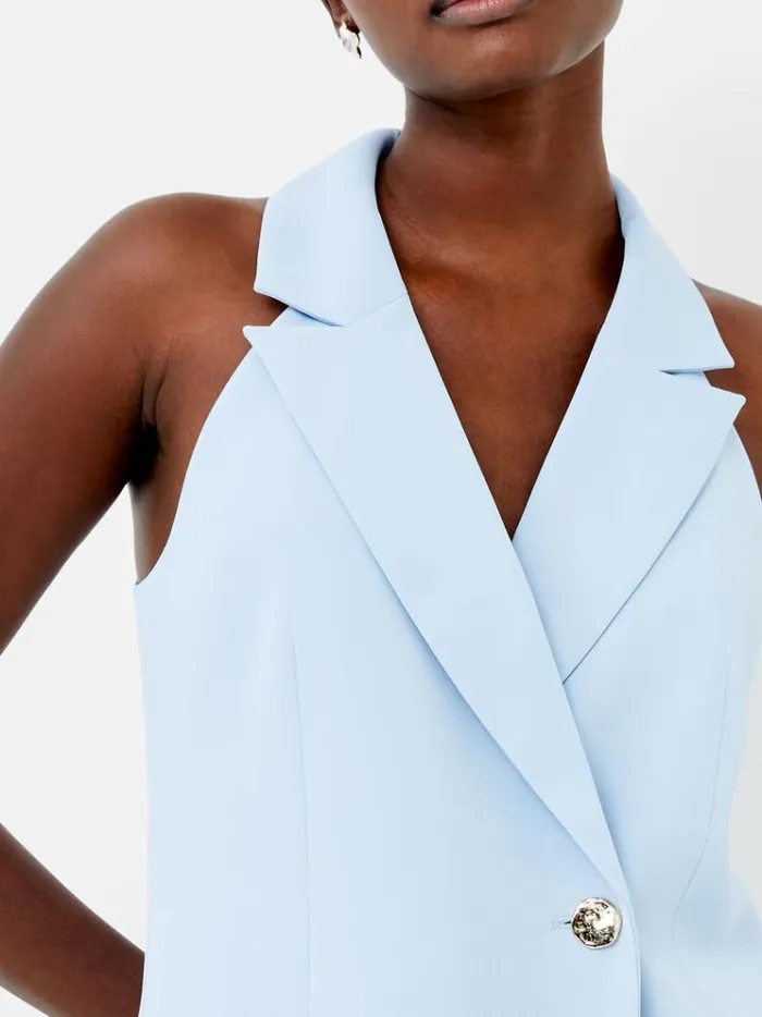 French Connection Coats and Jackets Harrie Suiting Halterneck Waistcoat Cashmere Blue 8211 Woman