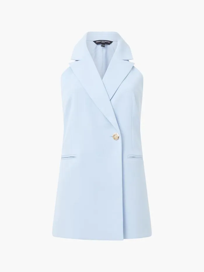 French Connection Coats and Jackets Harrie Suiting Halterneck Waistcoat Cashmere Blue 8211 Woman