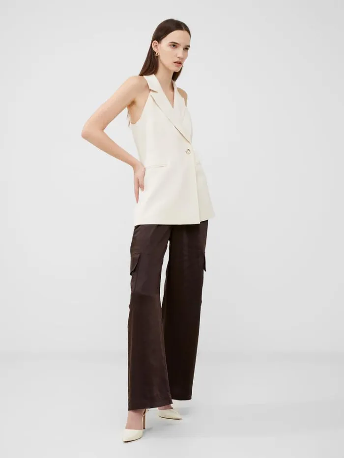 French Connection Coats and Jackets Harrie Suiting Halterneck Waistcoat Classic Cream 8211 Woman