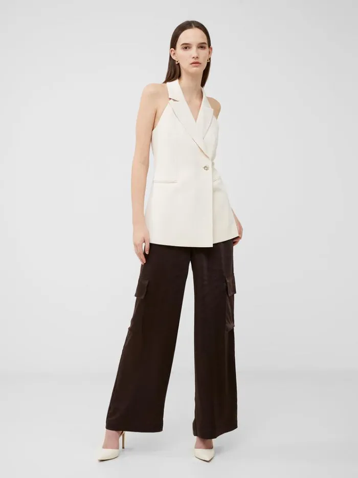 French Connection Coats and Jackets Harrie Suiting Halterneck Waistcoat Classic Cream 8211 Woman