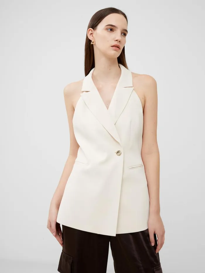 French Connection Coats and Jackets Harrie Suiting Halterneck Waistcoat Classic Cream 8211 Woman