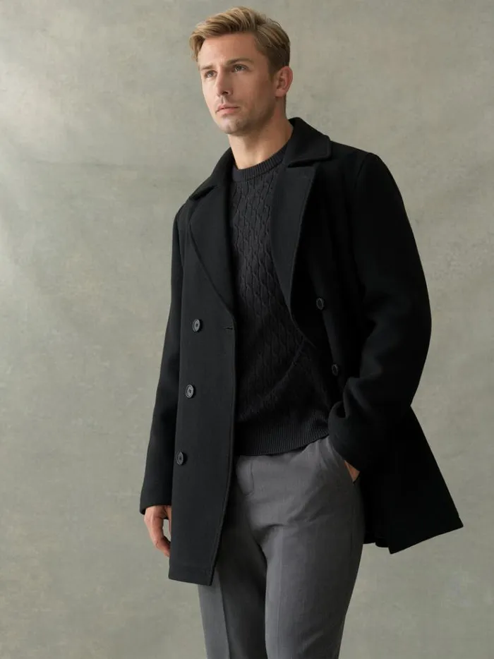 French Connection Coats and Jackets Pea Coat Black 8211 Man