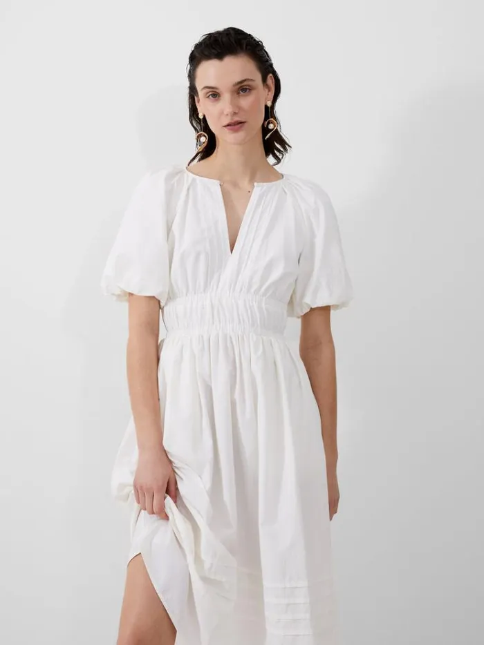 French Connection Dresses Alora Midi Dress Summer White 8211 Woman