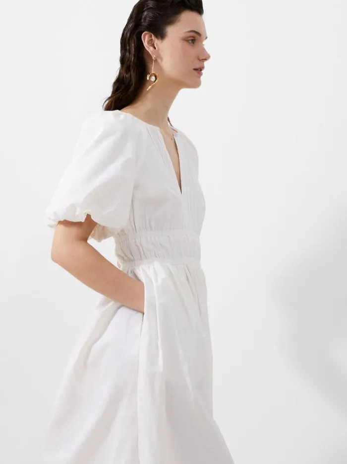 French Connection Dresses Alora Midi Dress Summer White 8211 Woman