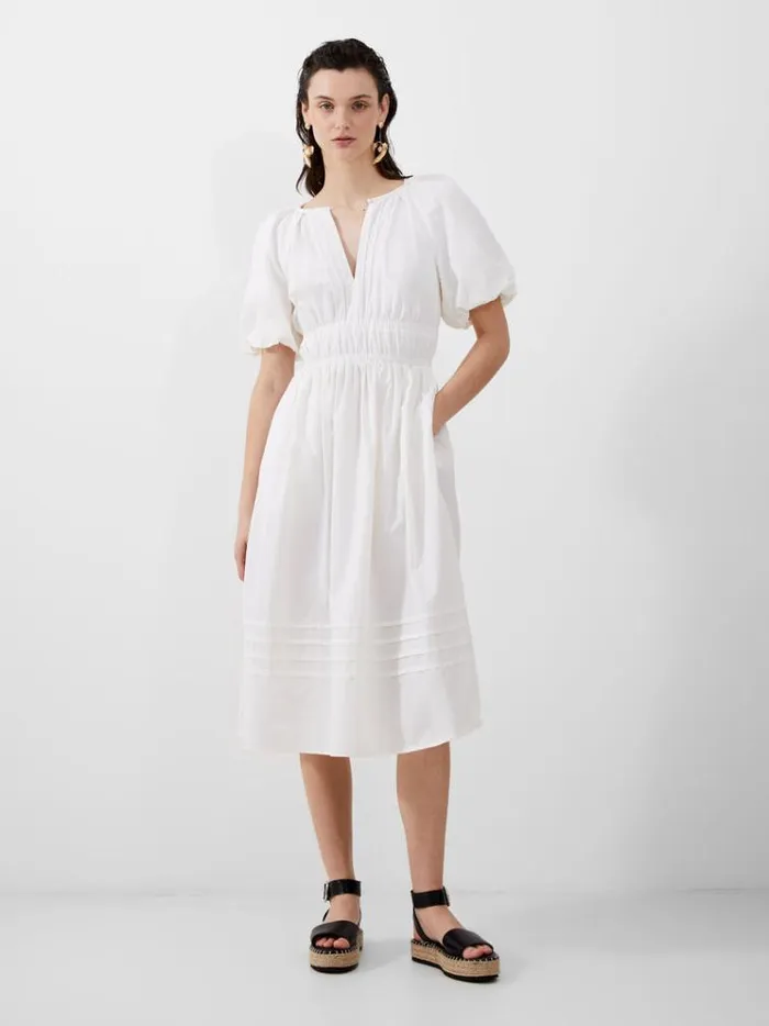 French Connection Dresses Alora Midi Dress Summer White 8211 Woman