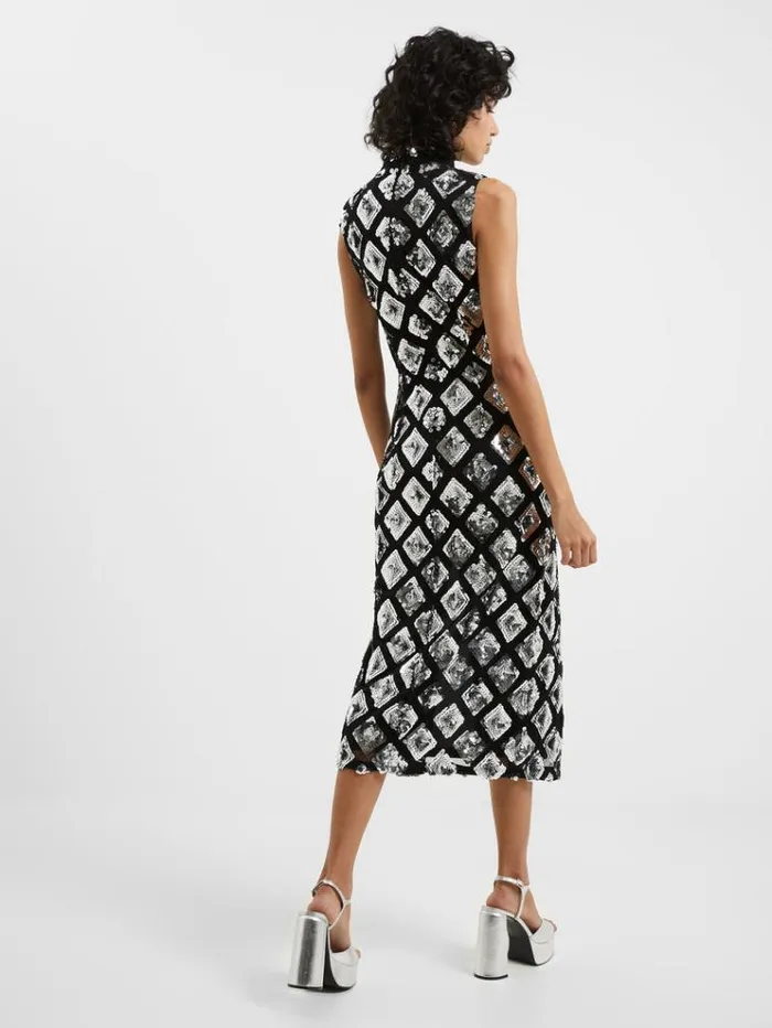 French Connection Dresses Axel Embellished Midi Dress Blacksilver 8211 Woman