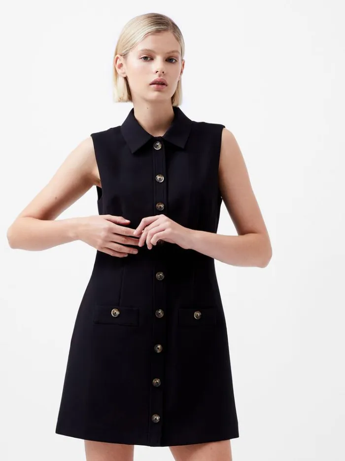French Connection Dresses Azra Twill Sleeveless Button Mini Dress Black 8211 Woman French Connection Dresses Azra Twill Sleeveless Button Mini Dress Black 8211 Woman