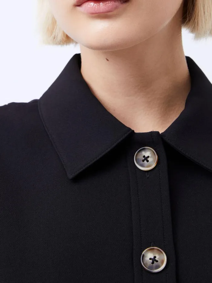 French Connection Dresses Azra Twill Sleeveless Button Mini Dress Black 8211 Woman