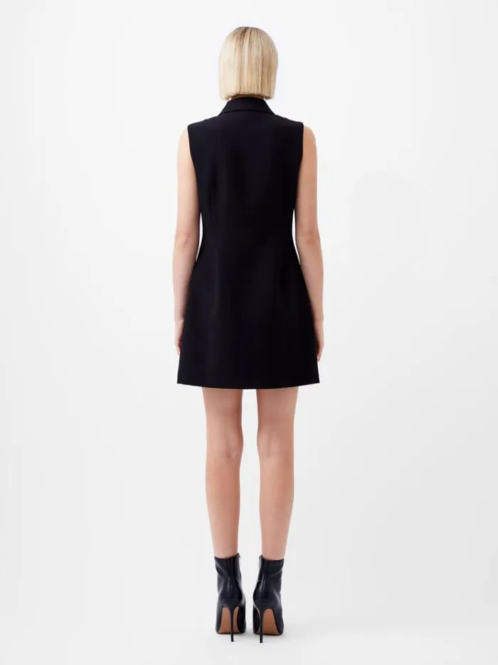 French Connection Dresses Azra Twill Sleeveless Button Mini Dress Black 8211 Woman