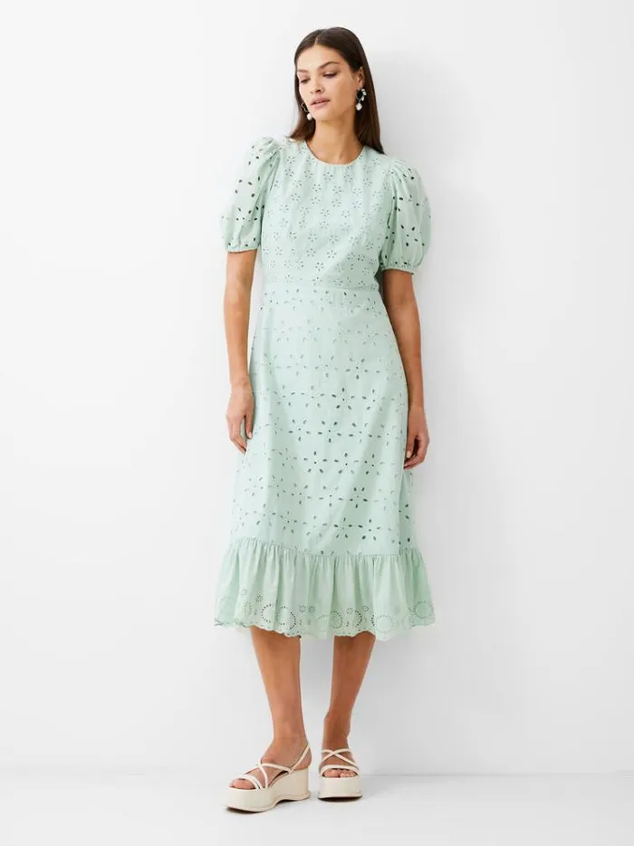 French Connection Dresses Broderie Tiered Midi Dress Mint 8211 Woman
