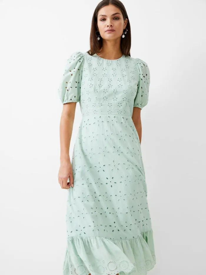 French Connection Dresses Broderie Tiered Midi Dress Mint 8211 Woman