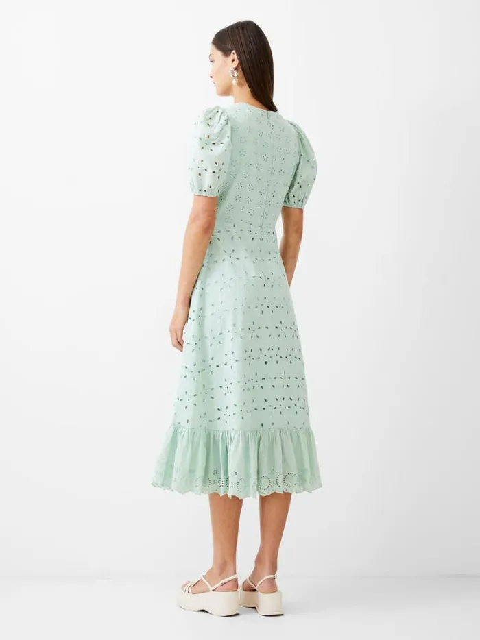 French Connection Dresses Broderie Tiered Midi Dress Mint 8211 Woman