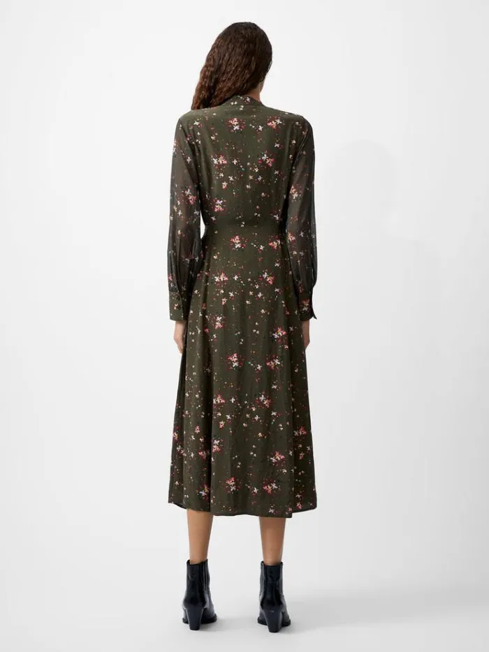 French Connection Dresses Carina Eco Delphine Georgette Mix Shirt Dress Olive Night Multi 8211 Woman