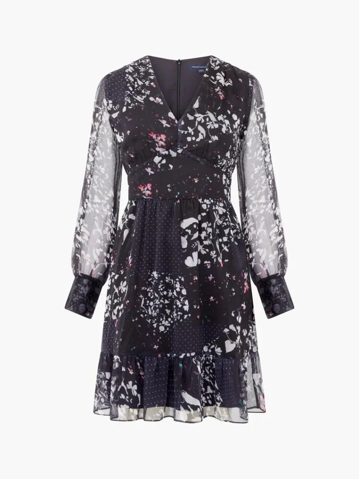 French Connection Dresses Collage Hallie Crinkle Mini Dress Blackout Multi 8211 Woman