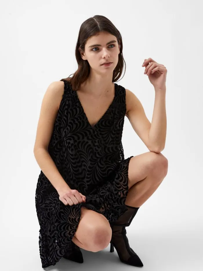 French Connection Dresses Diandra Devore Shift Dress Blackout 8211 Woman