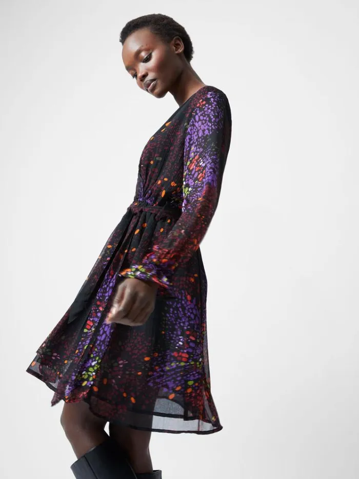 French Connection Dresses Elise Wrap Mini Dress Black 8211 Woman