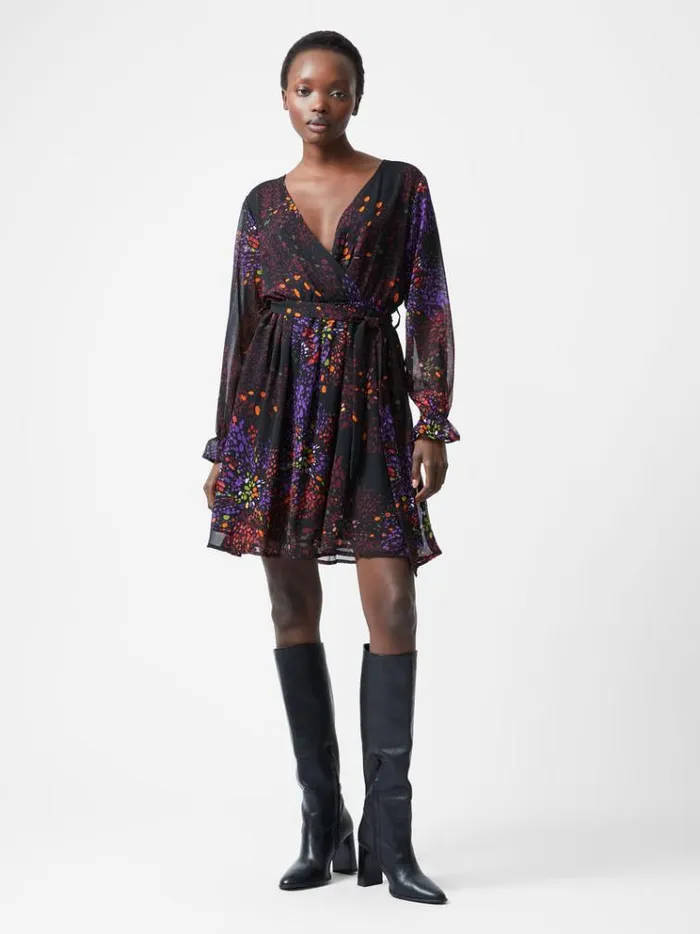 French Connection Dresses Elise Wrap Mini Dress Black 8211 Woman