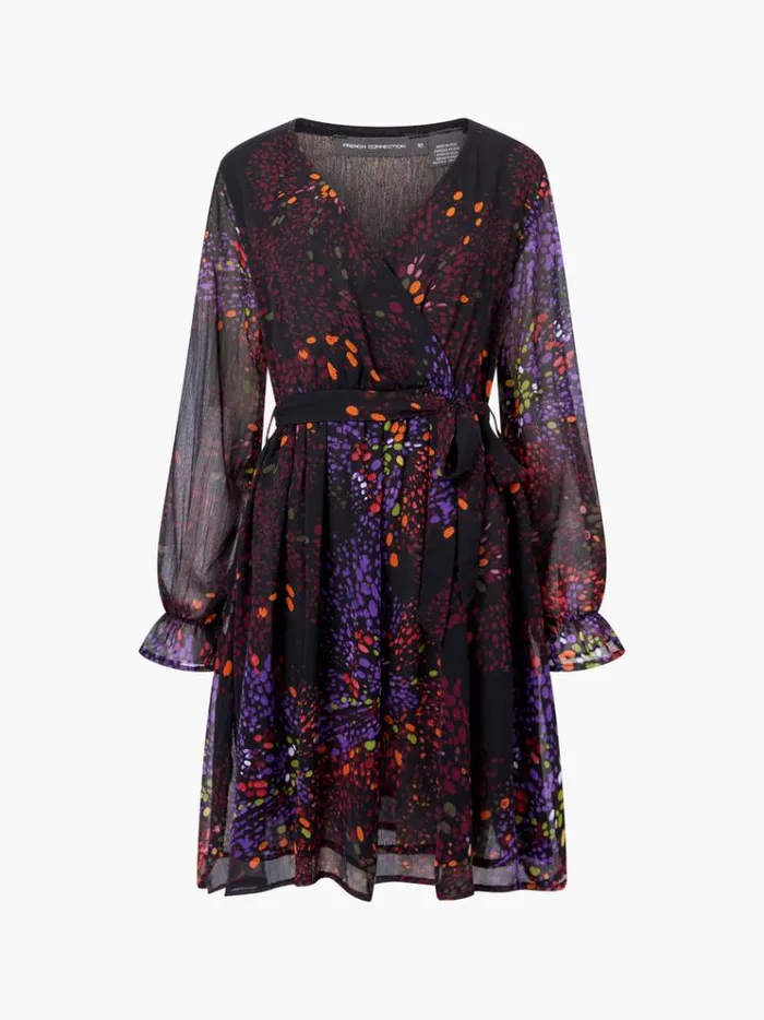 French Connection Dresses Elise Wrap Mini Dress Black 8211 Woman