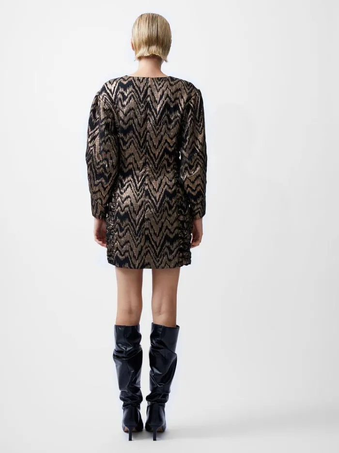French Connection Dresses Ellery Eco Jacquard Puff Sleeve Mini Dress Blackoutcopper 8211 Woman