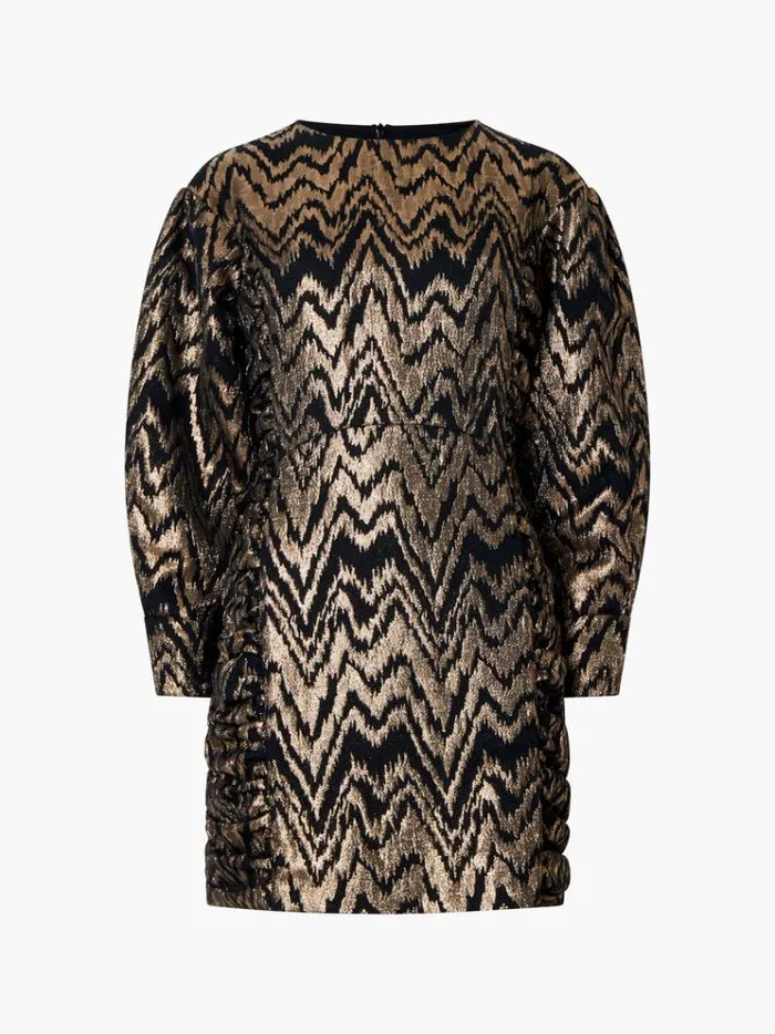French Connection Dresses Ellery Eco Jacquard Puff Sleeve Mini Dress Blackoutcopper 8211 Woman