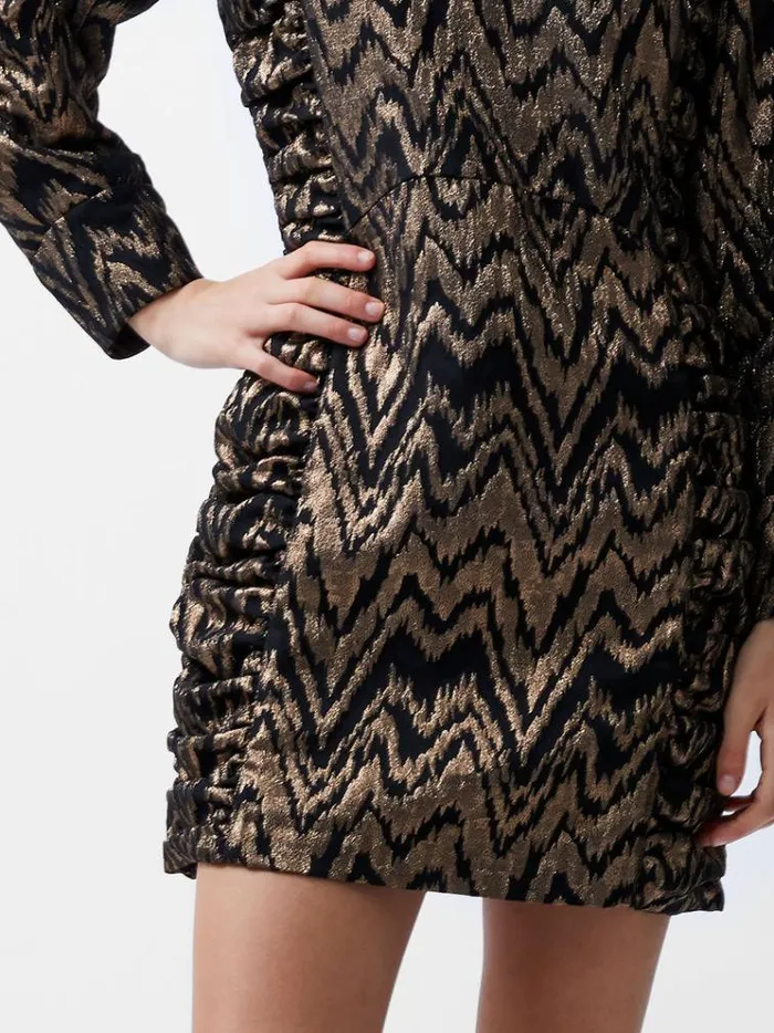 French Connection Dresses Ellery Eco Jacquard Puff Sleeve Mini Dress Blackoutcopper 8211 Woman