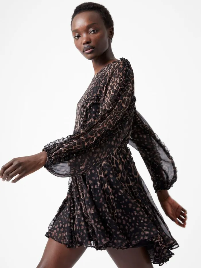 French Connection Dresses Emina Chiffon Leopard Print Long Sleeve Mini Dress Leopard 8211 Woman French Connection Dresses Emina Chiffon Leopard Print Long Sleeve Mini Dress Leopard 8211 Woman