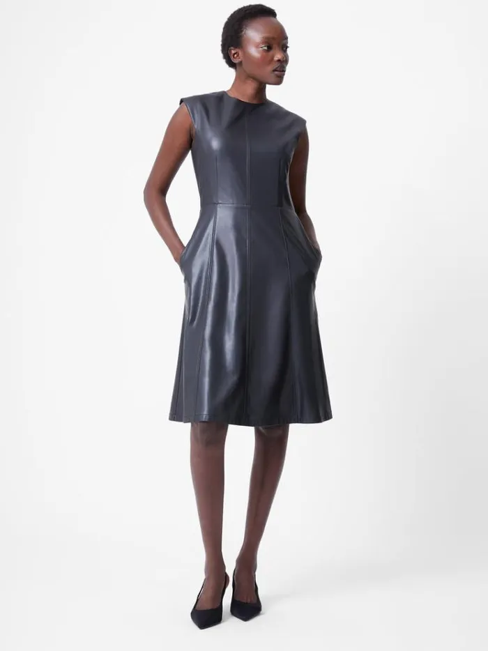 French Connection Dresses Faux Leather Sleeveless Dress Black 8211 Woman