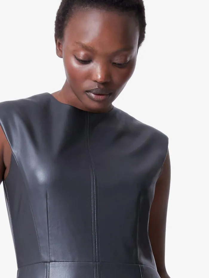 French Connection Dresses Faux Leather Sleeveless Dress Black 8211 Woman