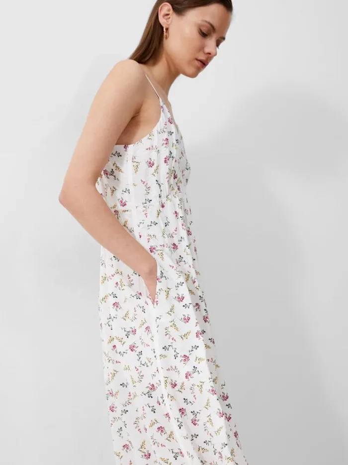 French Connection Dresses Floriana Faron Drape Sundress Summer White Multi 8211 Woman