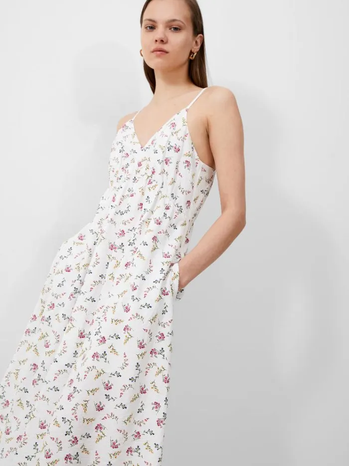 French Connection Dresses Floriana Faron Drape Sundress Summer White Multi 8211 Woman