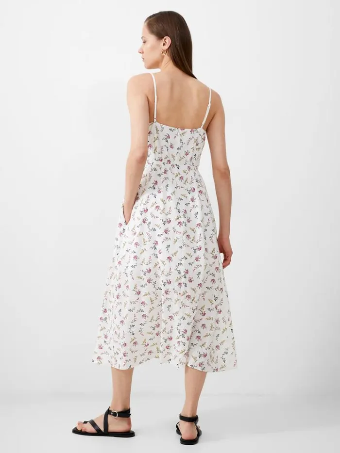 French Connection Dresses Floriana Faron Drape Sundress Summer White Multi 8211 Woman
