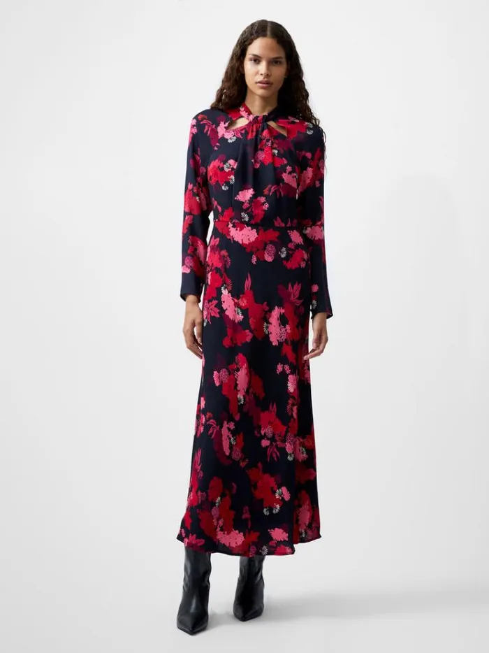 French Connection Dresses Foliage Chiara Tie Knot Neck Dress Blackout Multi 8211 Woman French Connection Dresses Foliage Chiara Tie Knot Neck Dress Blackout Multi 8211 Woman