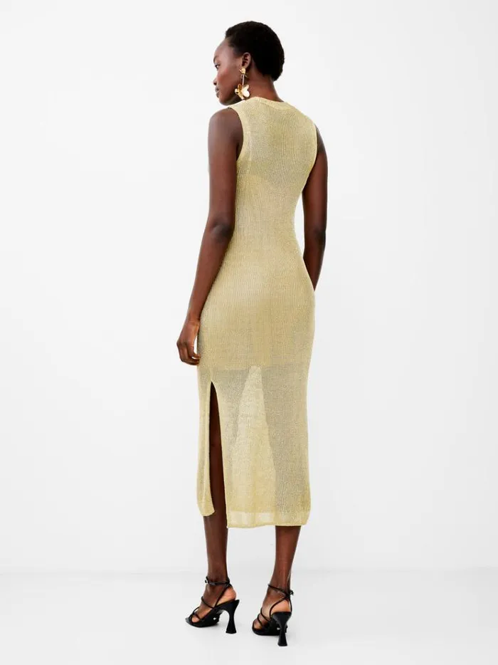 French Connection Dresses Jada Knitted Dress Gold Metallic Knit 8211 Woman