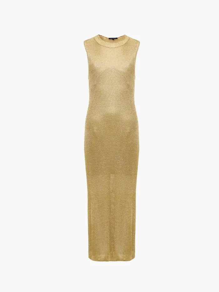 French Connection Dresses Jada Knitted Dress Gold Metallic Knit 8211 Woman