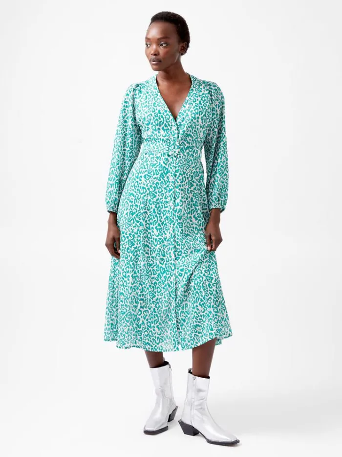 French Connection Dresses Leopard Georgette Midi Dress Jelly Beanwhite 8211 Woman French Connection Dresses Leopard Georgette Midi Dress Jelly Beanwhite 8211 Woman