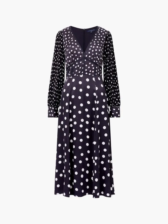 French Connection Dresses Polka Dot Candice Satin Dress Blackwhite 8211 Woman