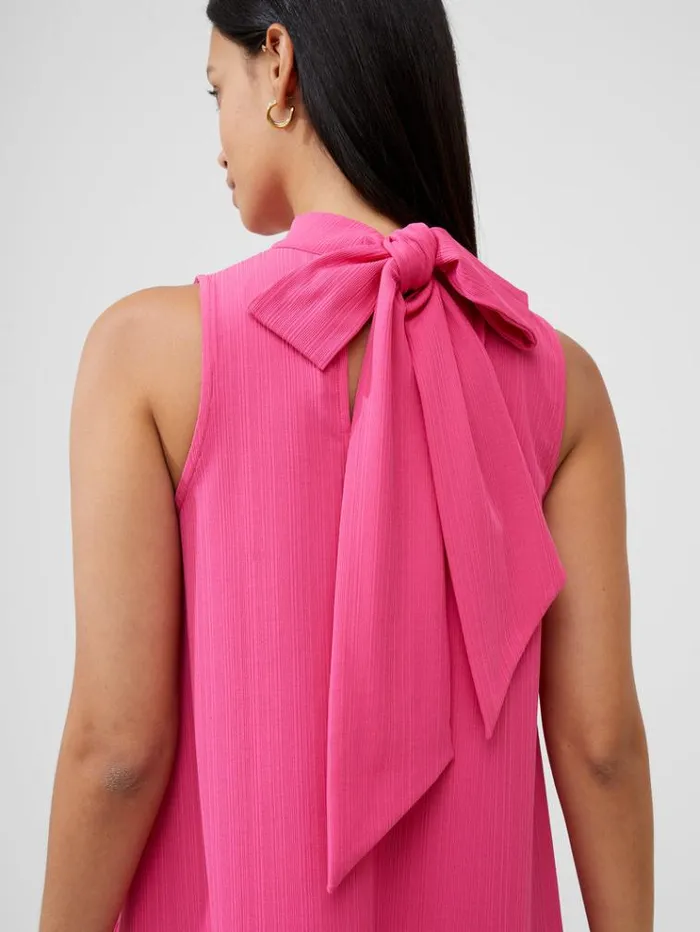 French Connection Dresses Ribbed Jersey Bow Back Mini Dress Fuschia 8211 Woman