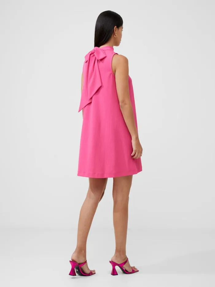 French Connection Dresses Ribbed Jersey Bow Back Mini Dress Fuschia 8211 Woman